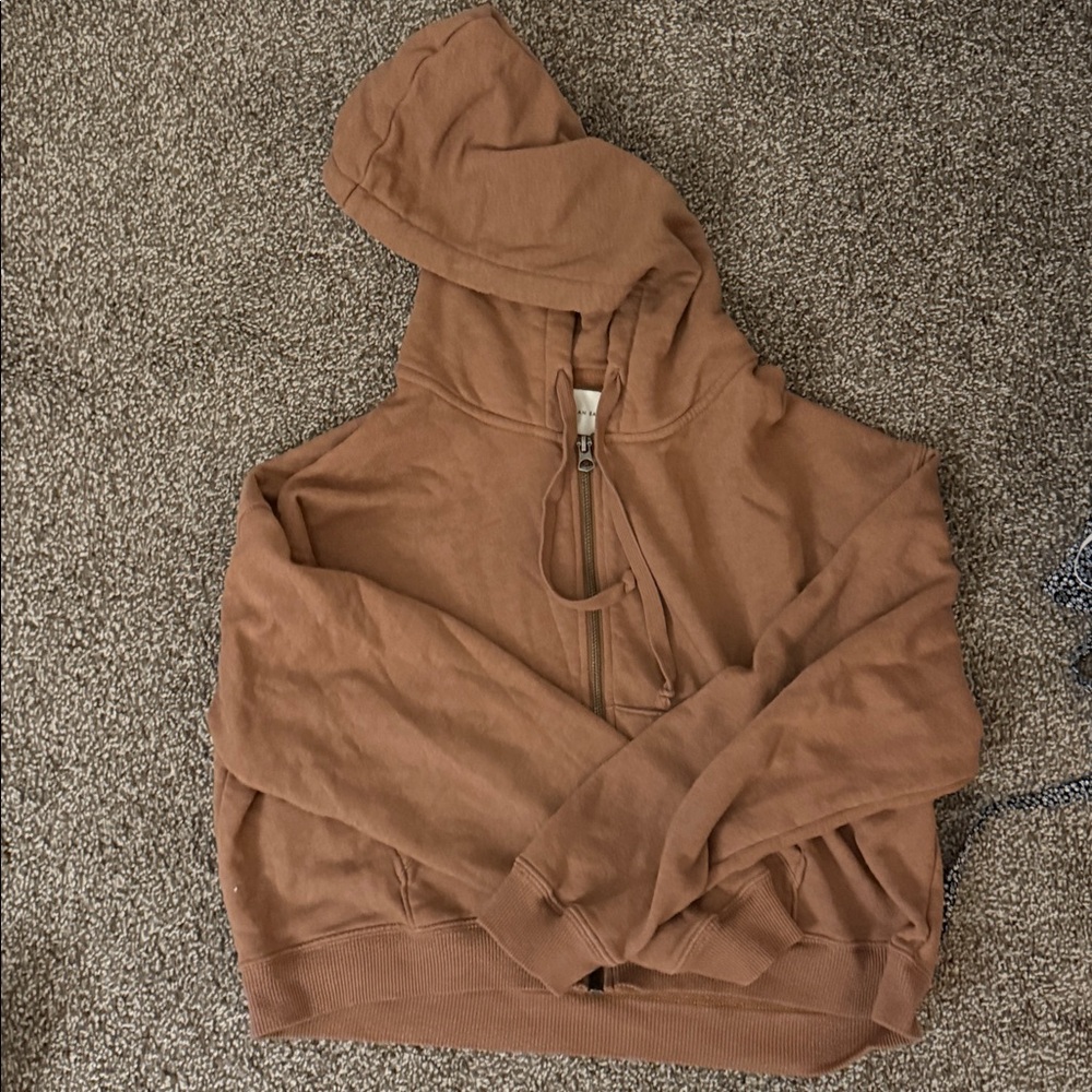 Brown Zip-Up Hoodie